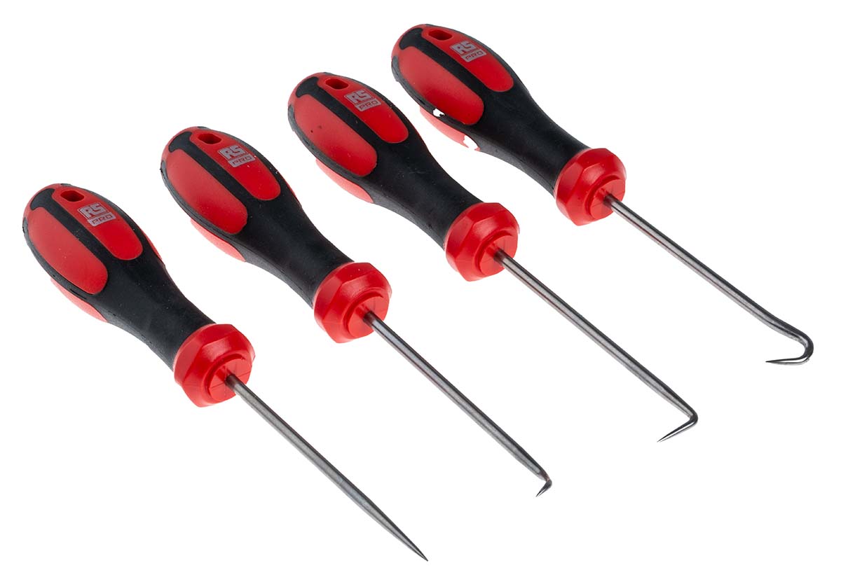 RS PRO 4 Piece Hook & Pick Set with Case