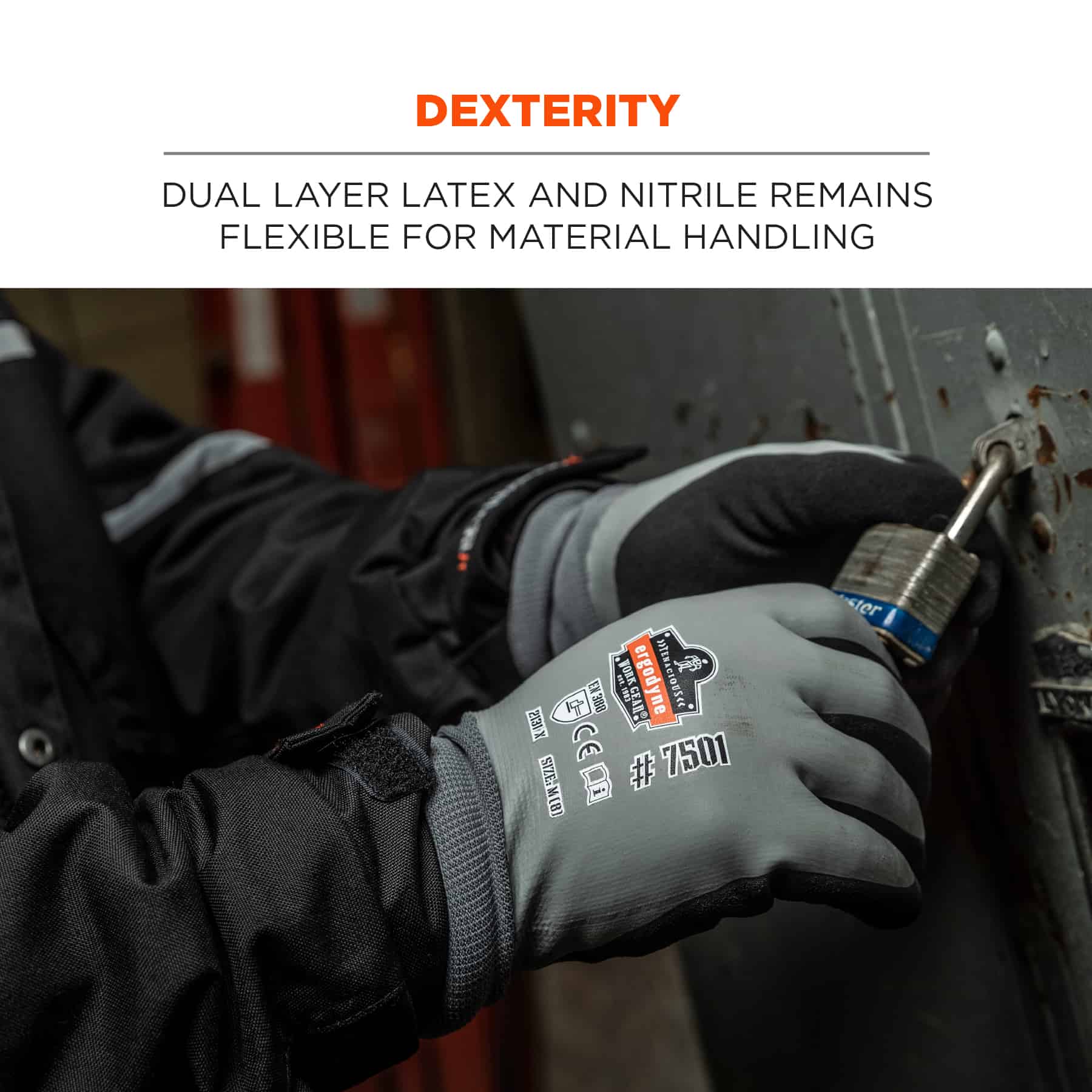 17632 Ergodyne ProFlex Grey Acrylic Work Gloves, Size S, Nitrile Coating