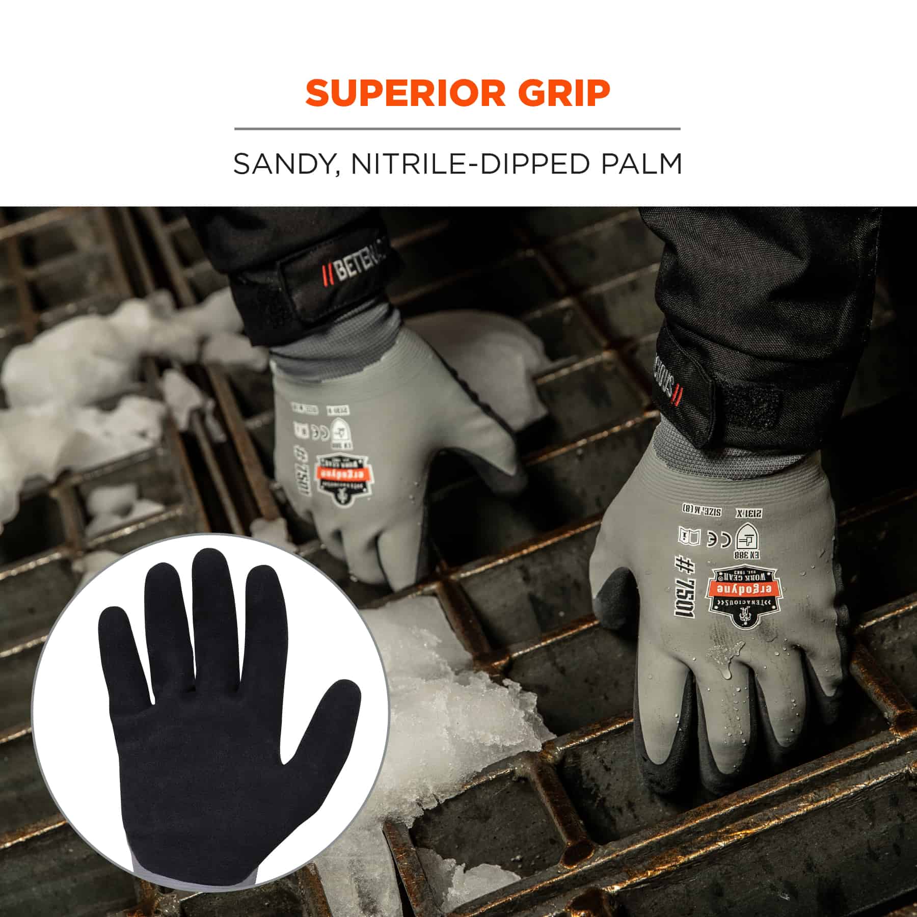 17632 Ergodyne ProFlex Grey Acrylic Work Gloves, Size S, Nitrile Coating