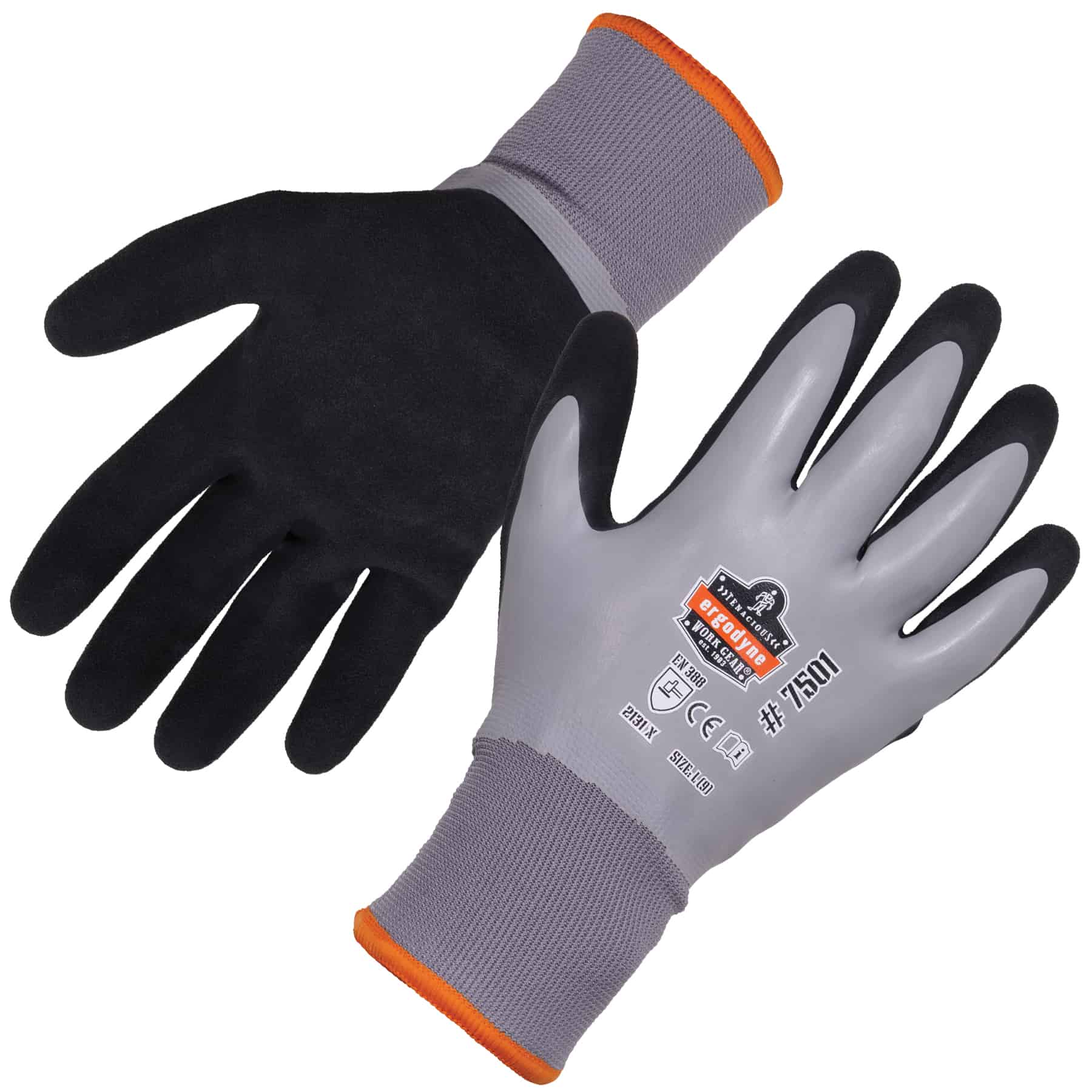 Ergodyne ProFlex Grey Acrylic Work Gloves, Size M, Nitrile Coating