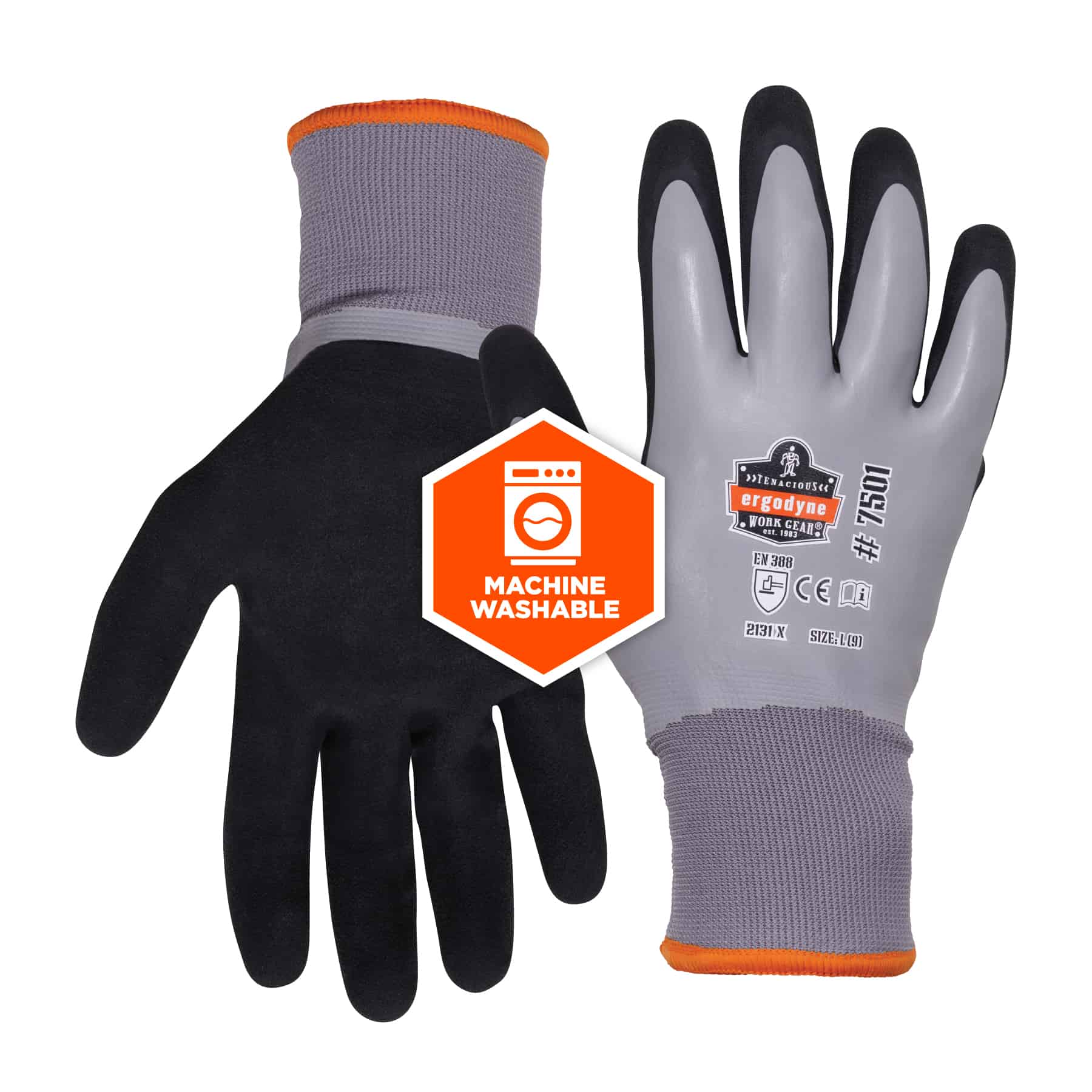 17633 Ergodyne ProFlex Grey Acrylic Work Gloves, Size M, Nitrile Coating