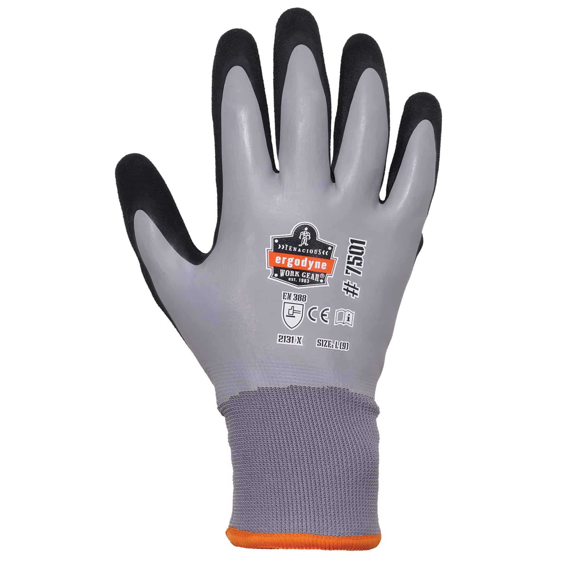 17633 Ergodyne ProFlex Grey Acrylic Work Gloves, Size M, Nitrile Coating