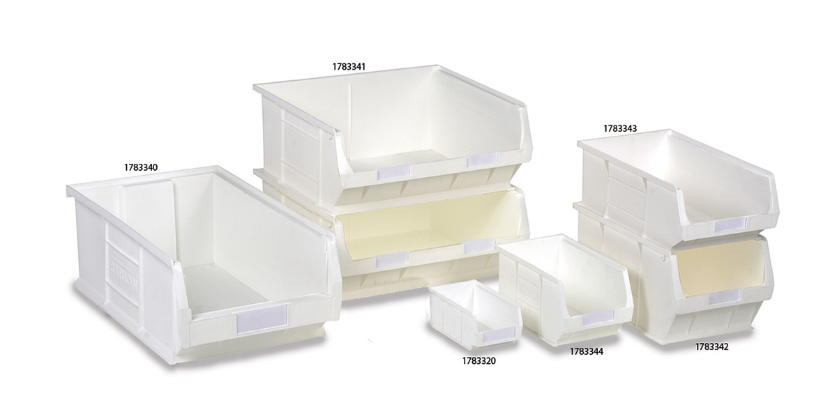 RS PRO 4.6L White Polypropylene Semi-open Fronted Container, 132 mm x 240mm x 150 mm