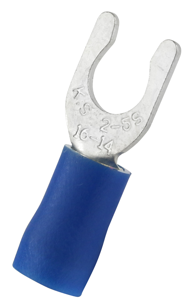 RS PRO, LS Insulated Crimp Spade Connector, 16 AWG to 14 AWG, 5.3 mm Stud Size Vinyl, Blue