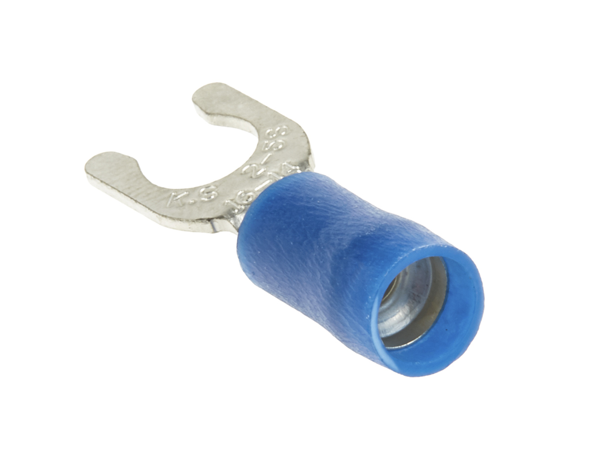 178-8361 RS PRO, LS Insulated Crimp Spade Connector, 16 AWG to 14 AWG, 5.3 mm Stud Size Vinyl, Blue