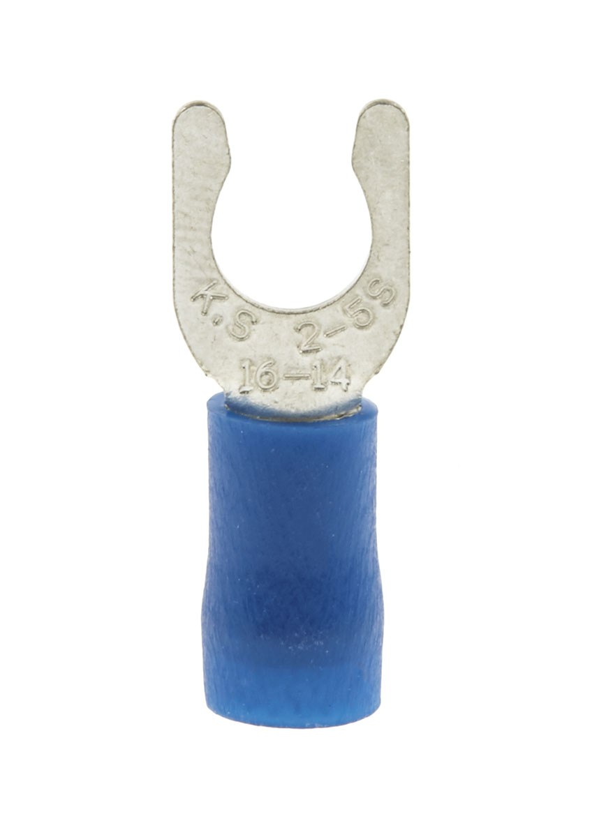 178-8361 RS PRO, LS Insulated Crimp Spade Connector, 16 AWG to 14 AWG, 5.3 mm Stud Size Vinyl, Blue