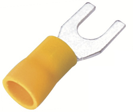 RS PRO, SV Insulated Crimp Spade Connector, 12 AWG to 10 AWG, 5.3 mm Stud Size Vinyl, Yellow