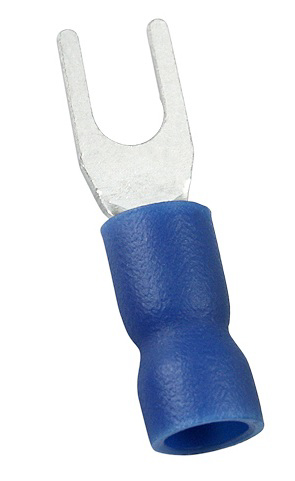 RS PRO, SV Insulated Crimp Spade Connector, 16 AWG to 14 AWG, 4.3 mm Stud Size Vinyl, Blue