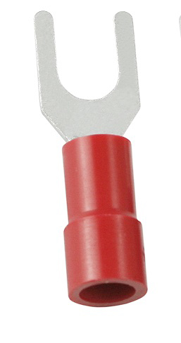 RS PRO, SVY Insulated Crimp Spade Connector, 22 AWG to 16 AWG, 4.3 mm Stud Size Vinyl, Red