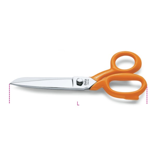 BETA 200 mm Alloy Steel Heavy Duty Scissors with All-Metal Construction and Offset Coated Handles Scissor
