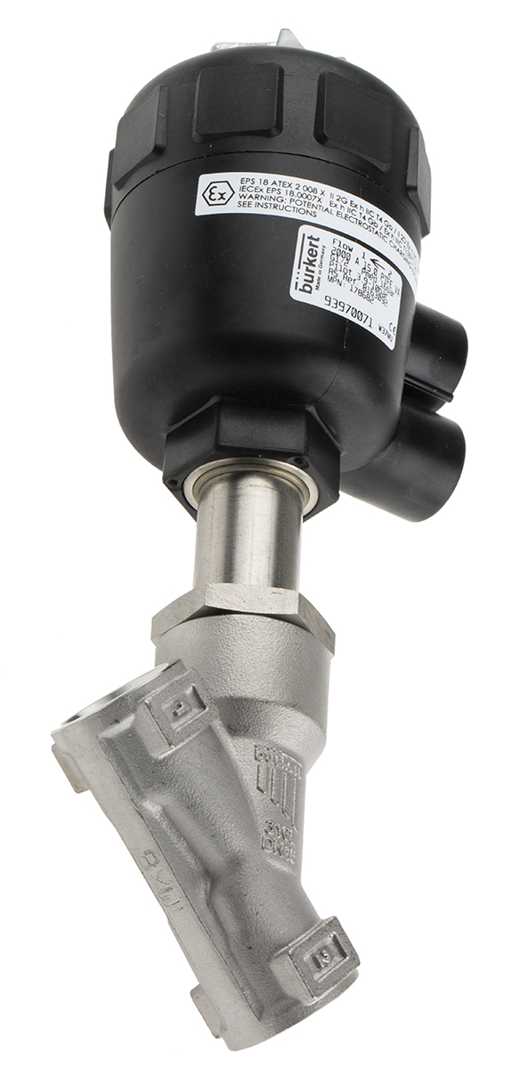 178682 Burkert Angle type Pneumatic Actuated Valve, 16 bar 1/2 in