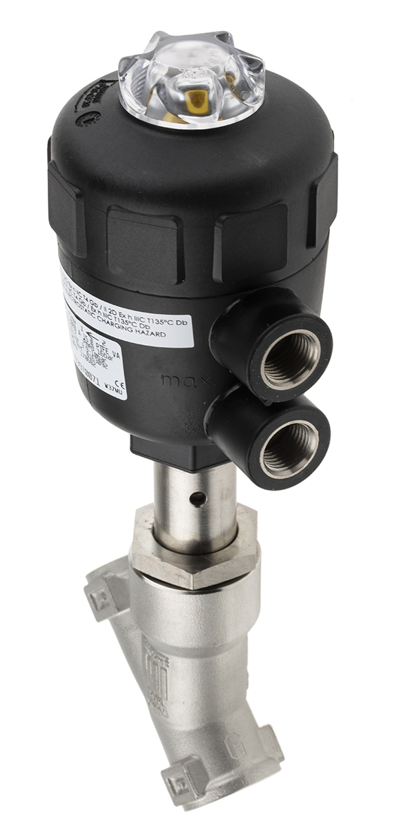 178682 Burkert Angle type Pneumatic Actuated Valve, 16 bar 1/2 in