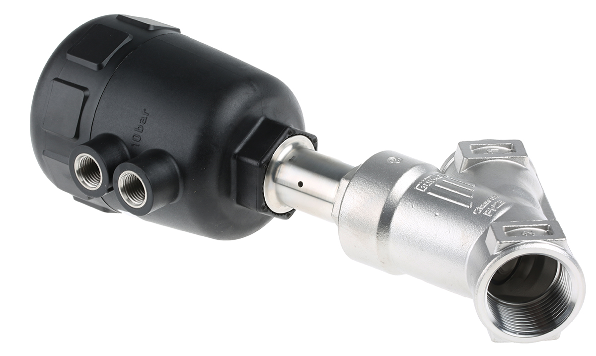 178857 Burkert Angle type Pneumatic Actuated Valve, 16 bar 1 in