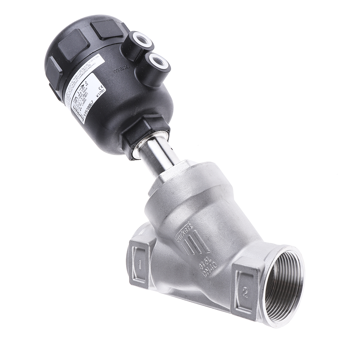 Burkert Angle type Pneumatic Actuated Valve, 16 bar 1.5 in