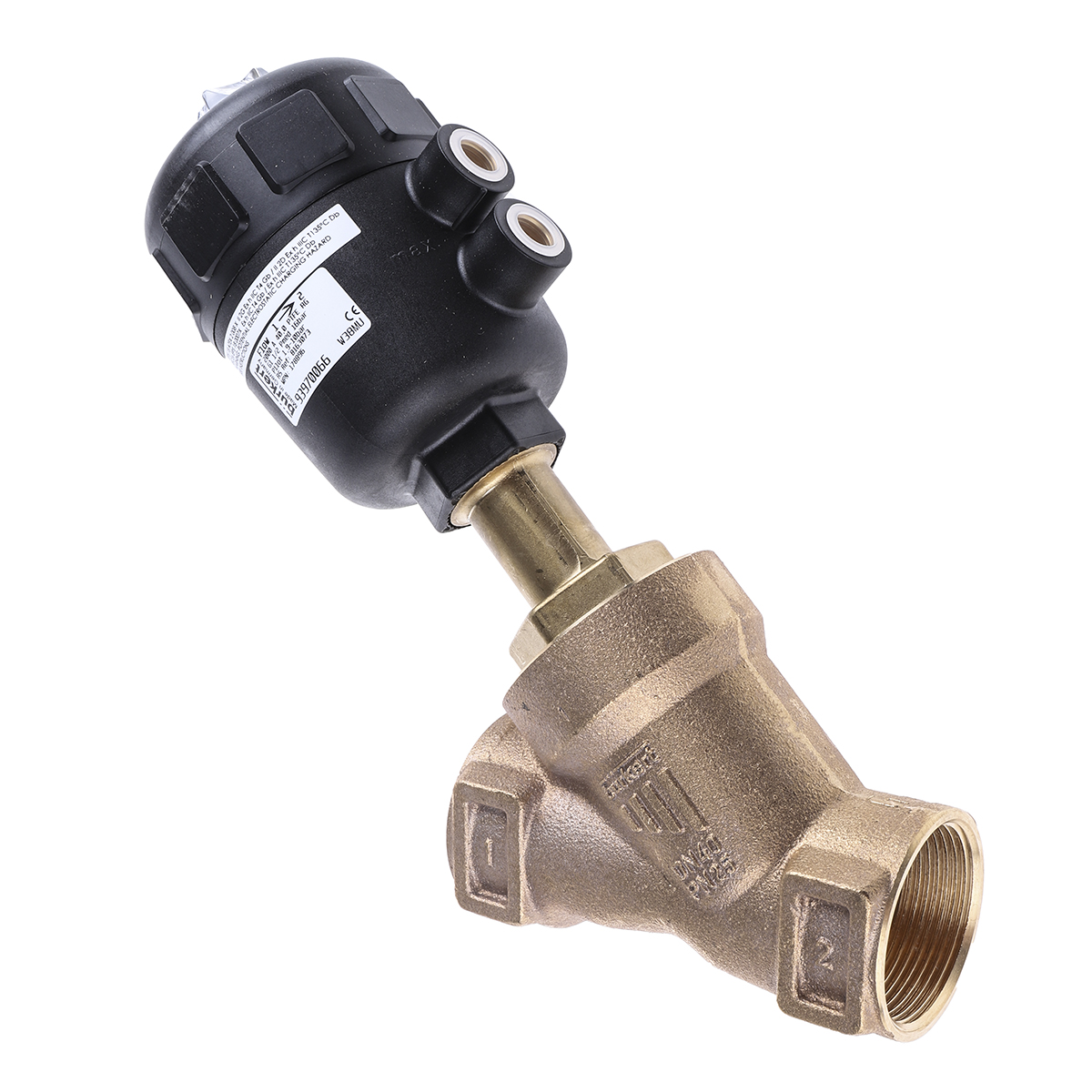 Burkert Angle type Pneumatic Actuated Valve, 16 bar 1.5 in