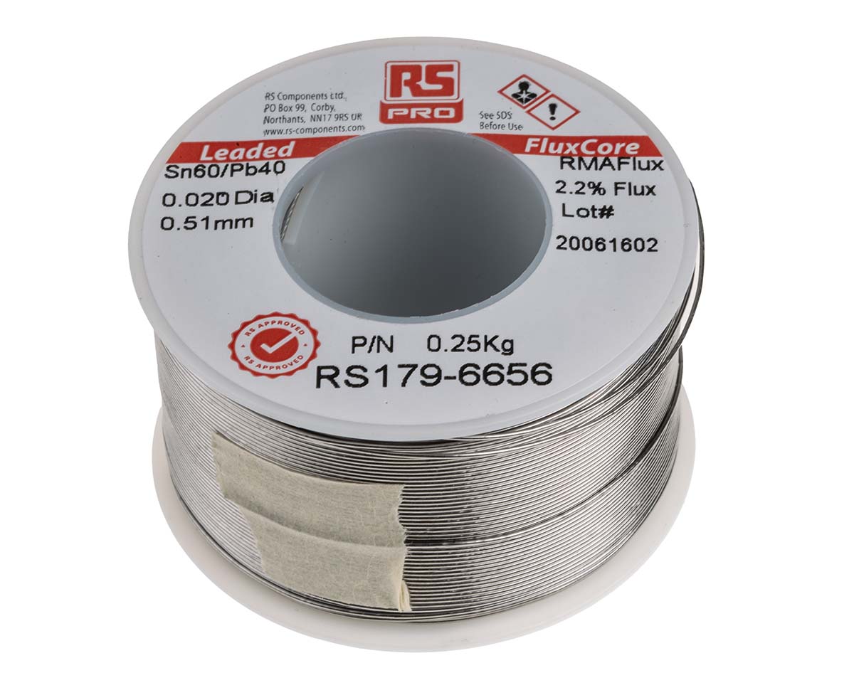 RS PRO Wire, 0.5 mm Lead Solder, 183 °C Melting Point