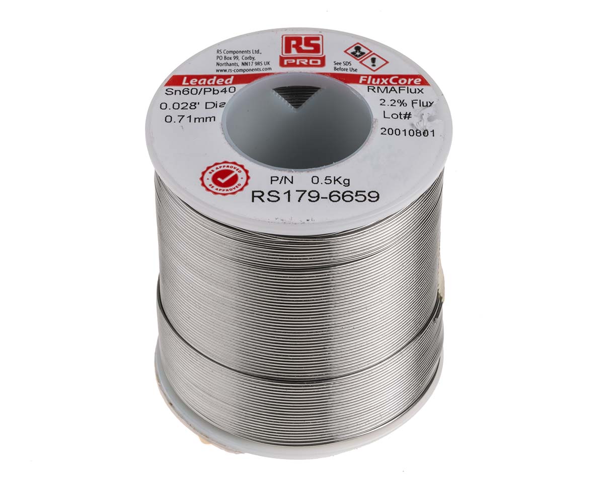 RS PRO Wire, 0.7 mm Lead Solder, 183 °C Melting Point