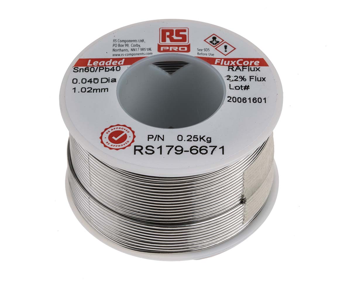 RS PRO Wire, 1 mm Lead Solder, 183 °C Melting Point