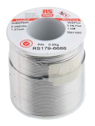 RS PRO Wire, 1.27 mm Lead Solder, 183 °C Melting Point