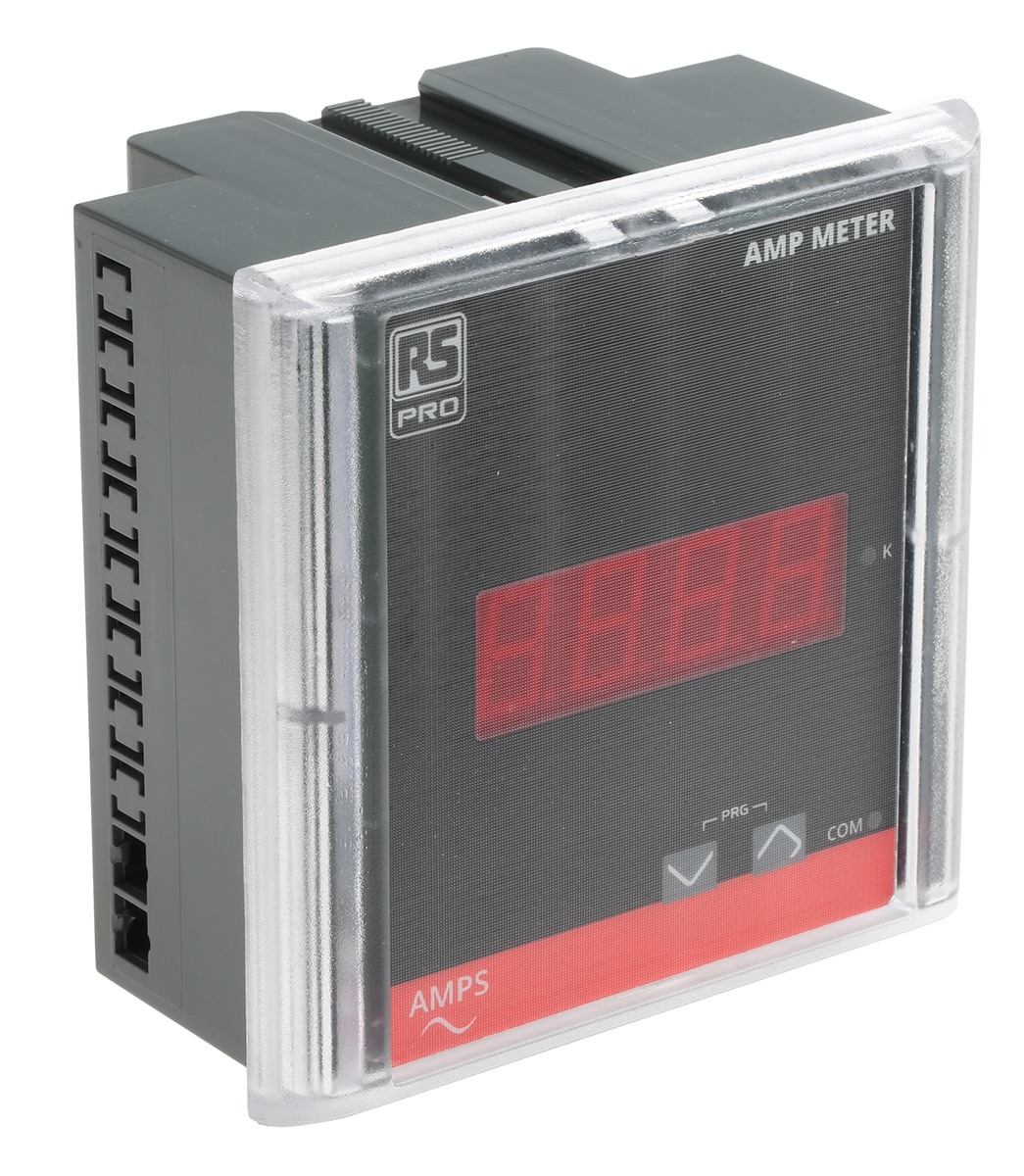 RS PRO Digital Ammeter 50 A, 90 mm x 90 mm, Class 1.0