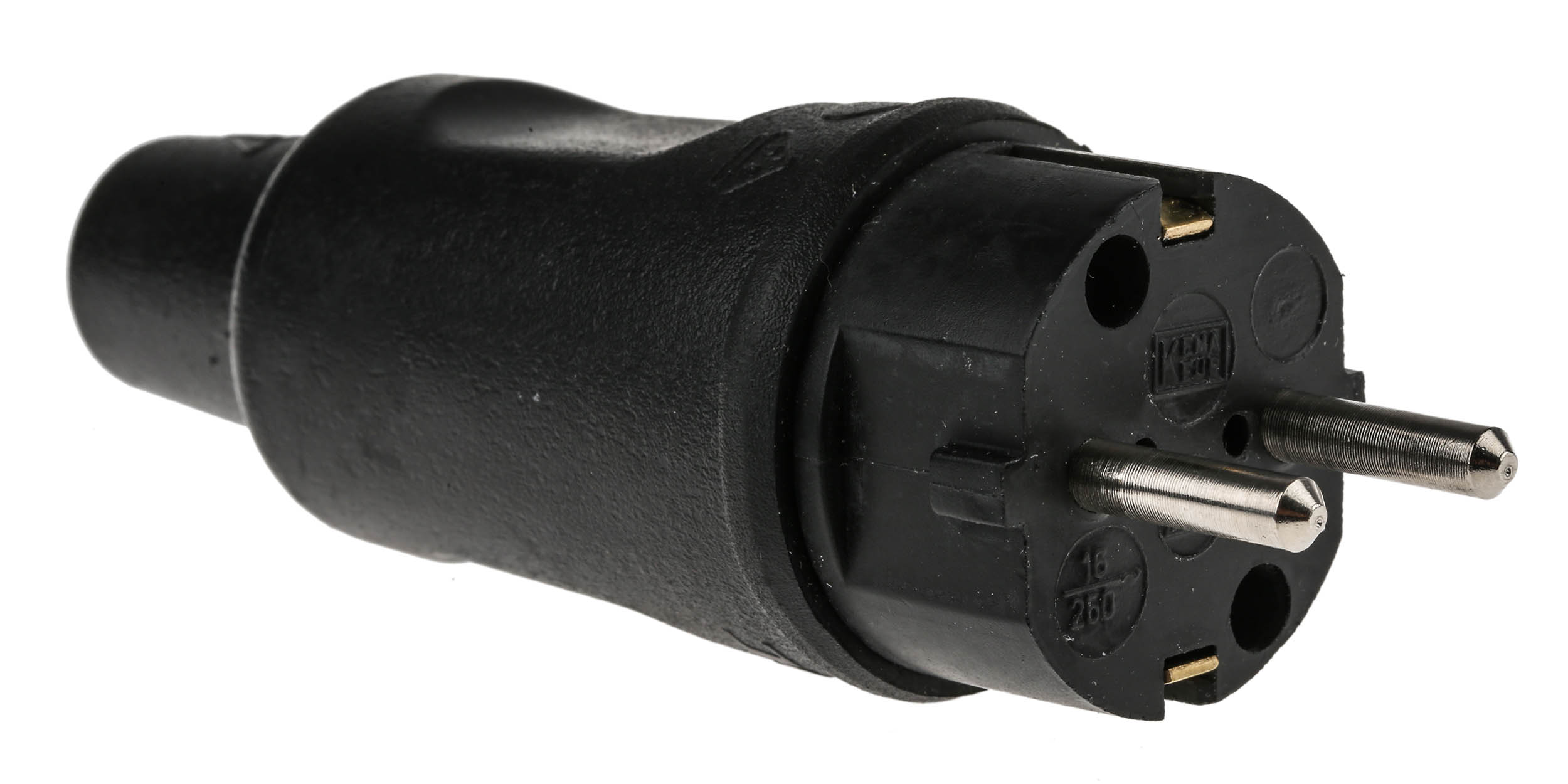 Kopp Germany Mains Plug Black, 16A, Cable Rubber, 250V, Screw