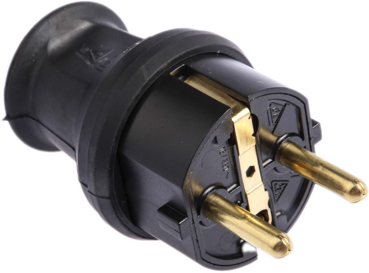 Kopp IP44 Black Cable Mount 2P Straight Mains Connector, 16A, 250V