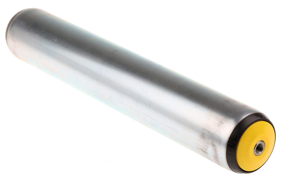 Interroll Zinc Plated Steel Round Conveyor Roller Female 50 mm Dia. x 300 mm L, Steel 2000 N, 12 mm Spindle, 310mm