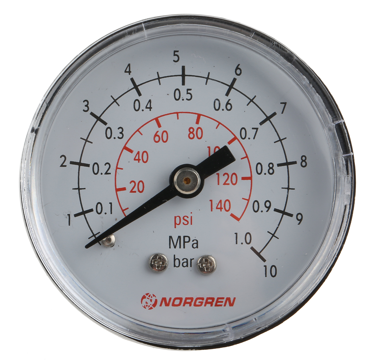 Norgren R 1/8 in MNPT Pressure Gauge, 50 mm, 10 bar