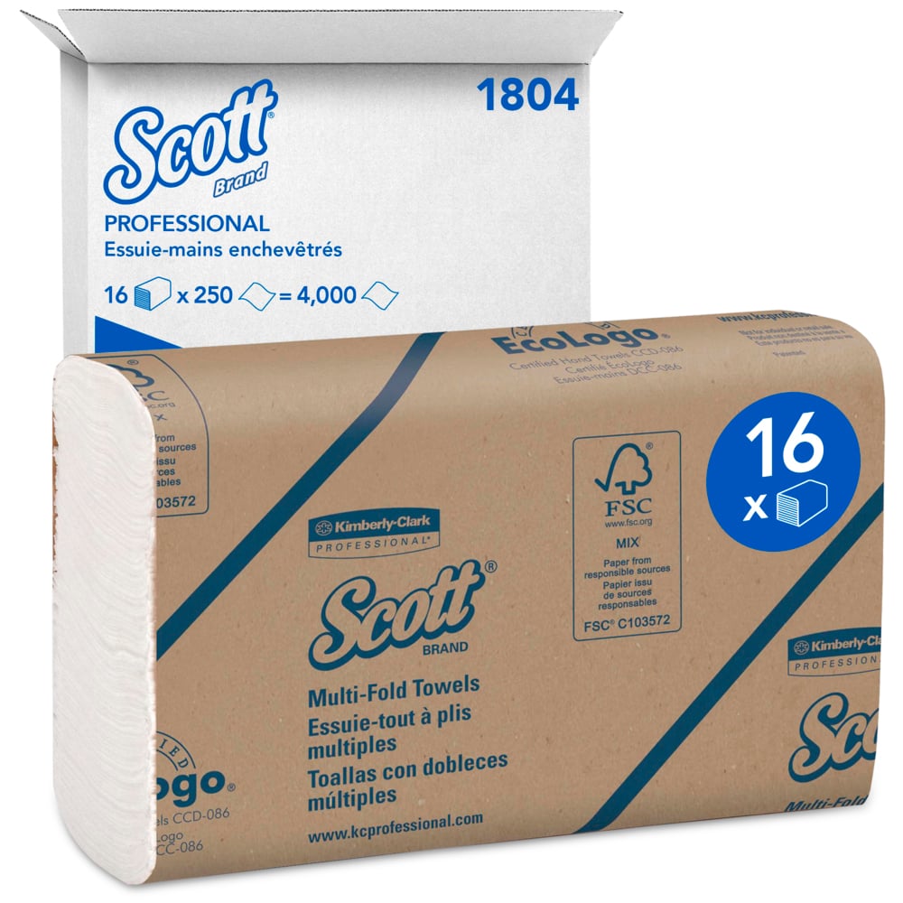 KLEENEX Scott Multifold Paper Towel, 235 x 230 mm, 1 Ply, 4000 Sheets