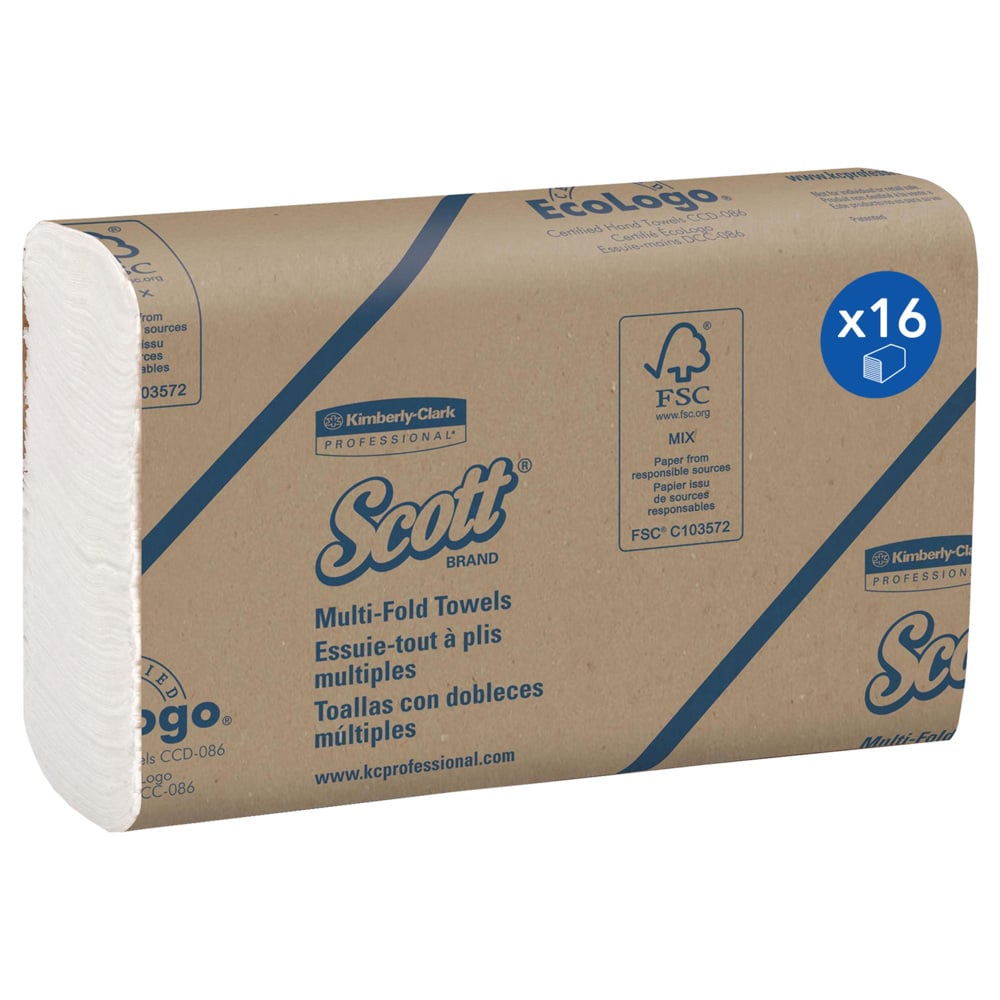 1804 KLEENEX Scott Multifold Paper Towel, 235 x 230 mm, 1 Ply, 4000 Sheets