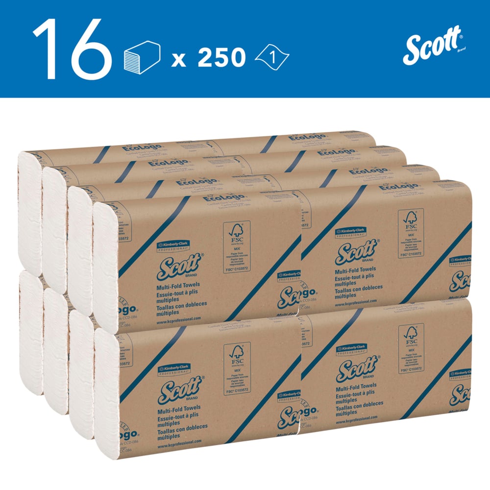 1804 KLEENEX Scott Multifold Paper Towel, 235 x 230 mm, 1 Ply, 4000 Sheets