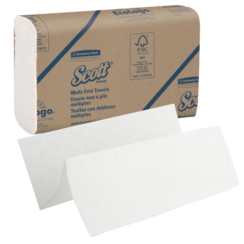 1804 KLEENEX Scott Multifold Paper Towel, 235 x 230 mm, 1 Ply, 4000 Sheets