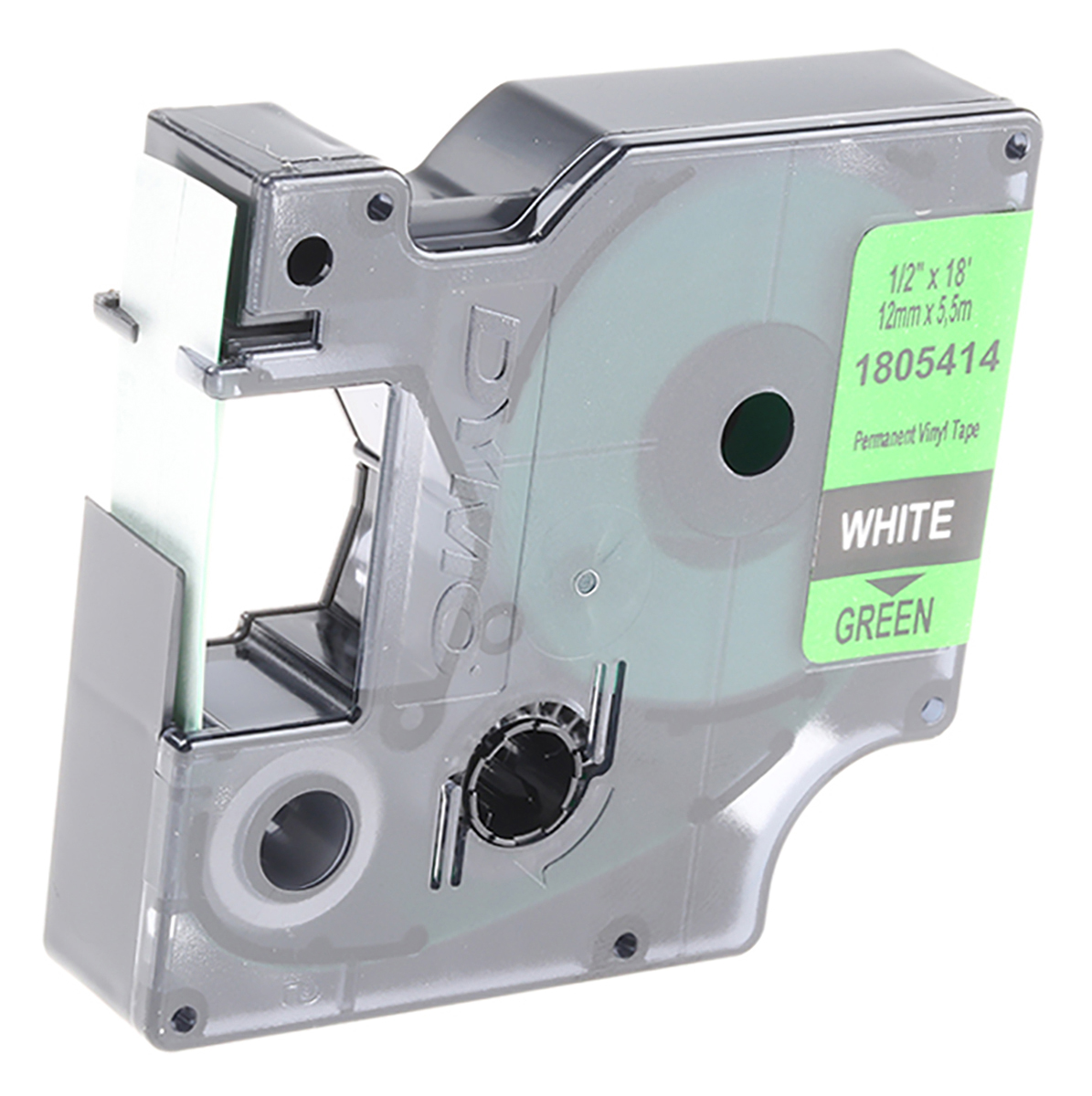 Dymo White on Green Label Printer Tape, 5.5 m Length, 12 mm Width