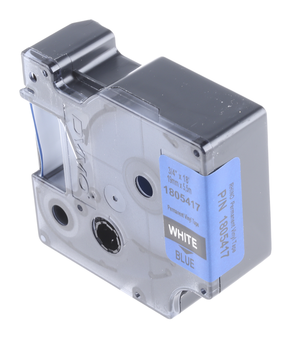 Dymo White on Blue Label Printer Tape, 5.5 m Length, 19 mm Width