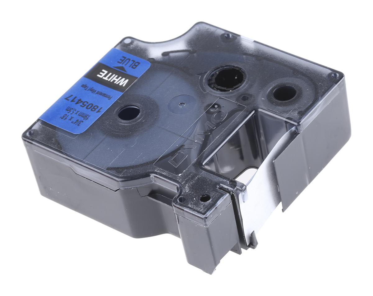 1805417 Dymo White on Blue Label Printer Tape, 5.5 m Length, 19 mm Width