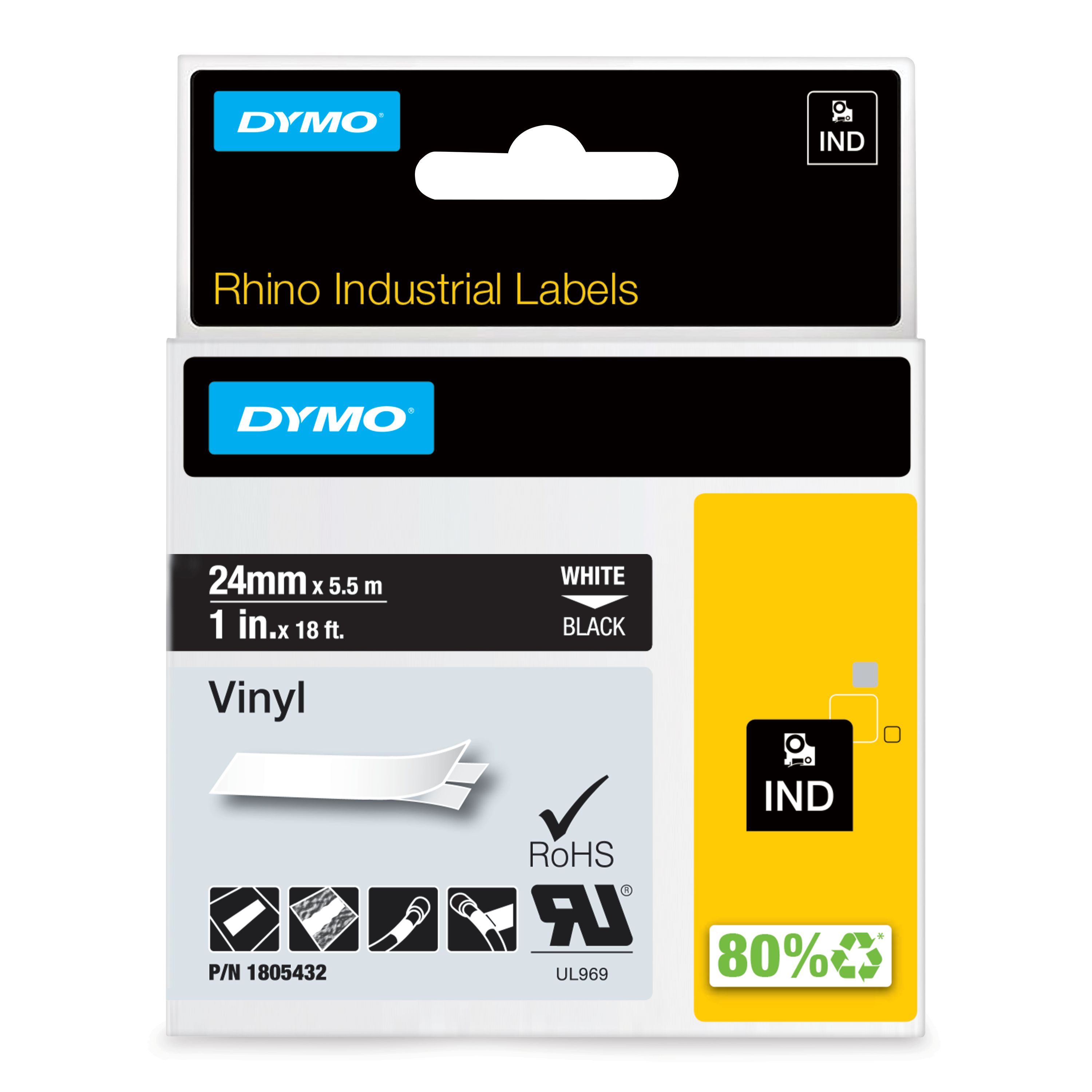 Dymo White on Black Label Printer Tape, 5.48 m Length, 24 mm Width