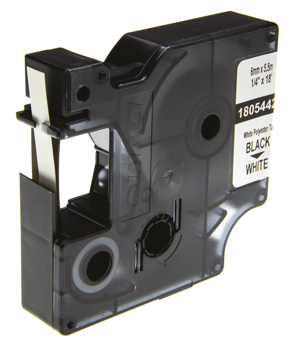 Dymo Black on White Label Printer Tape, 5.5 m Length, 6 mm Width
