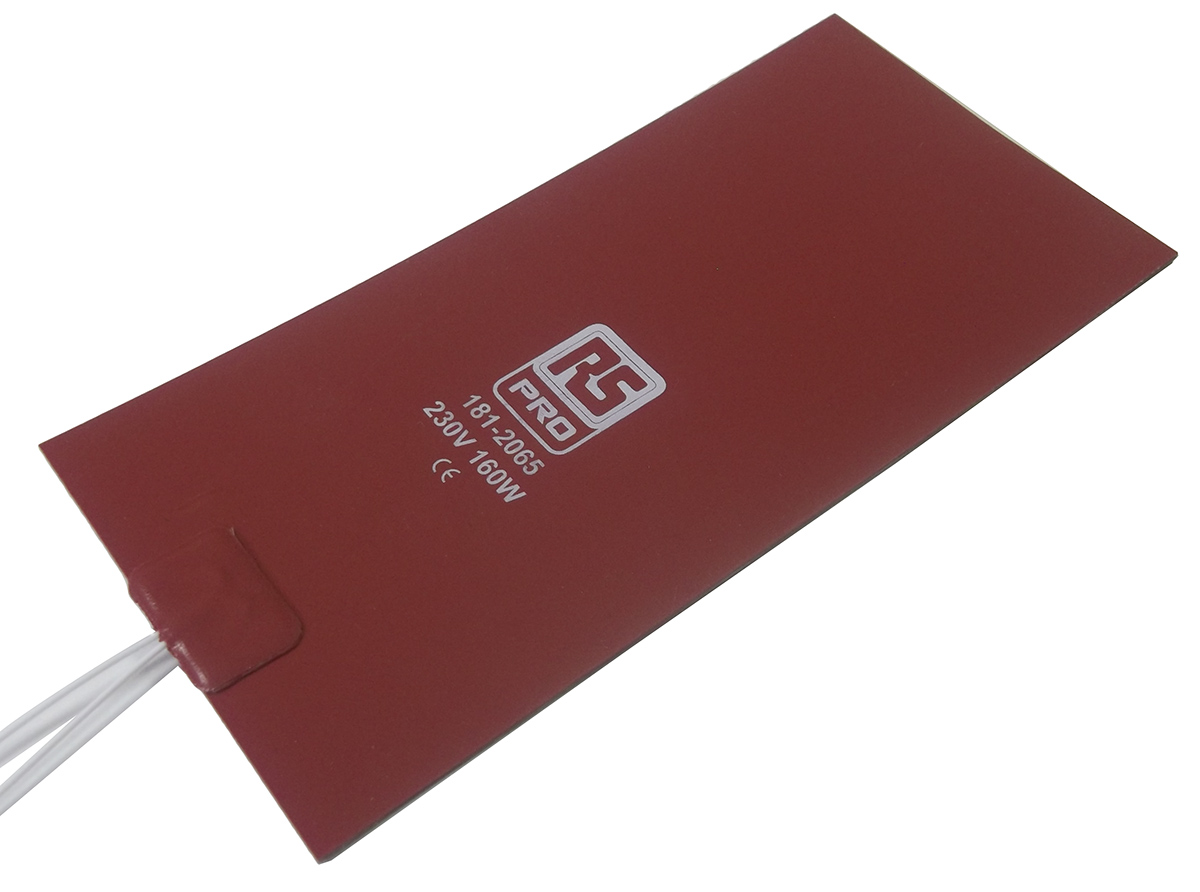 RS PRO Silicone Heater Mat, 230V ac, 160 W Rectangle, 8 in 4in