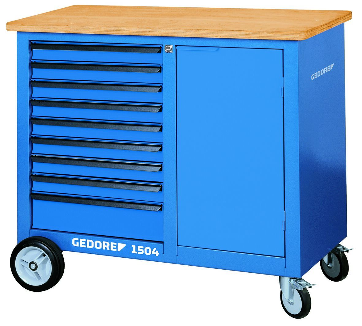 Gedore Sheet Steel Mobile Workbench, 1000kg Max Load, 985 mm x 630mm x 1100 mm