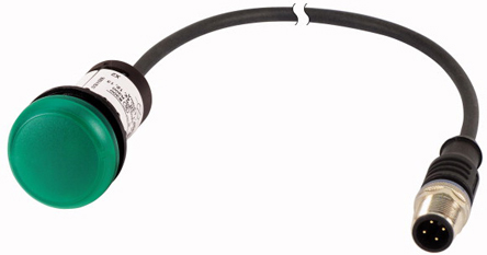 Eaton, C22, Panel Mount Green LED Indicator, 22 mm Cutout, IP69K, IP67, Round, 24V ac/dc