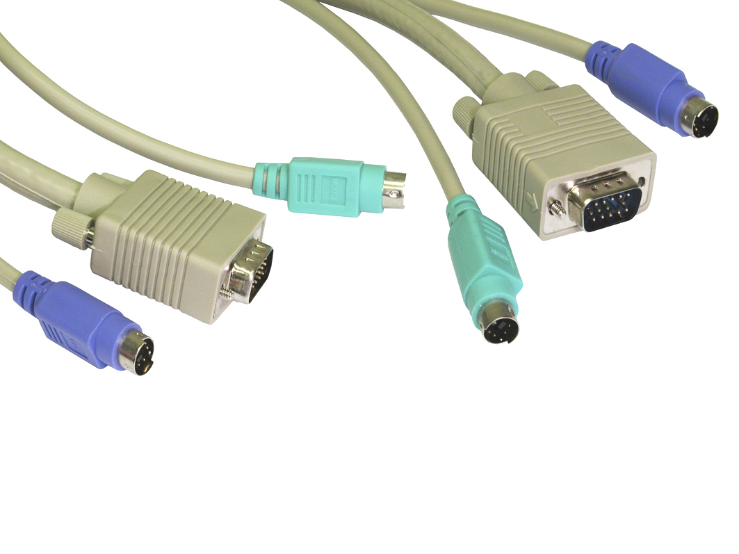 RS PRO Male Mini DIN, VGA to Male PS2 x 2 KVM Cable