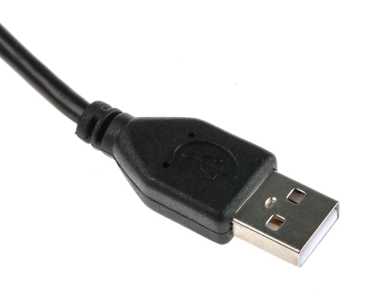 RS PRO IC Socket USB Cable, Male USB Type A to Male, USB 2.0 USB Type A, Black, 5 m