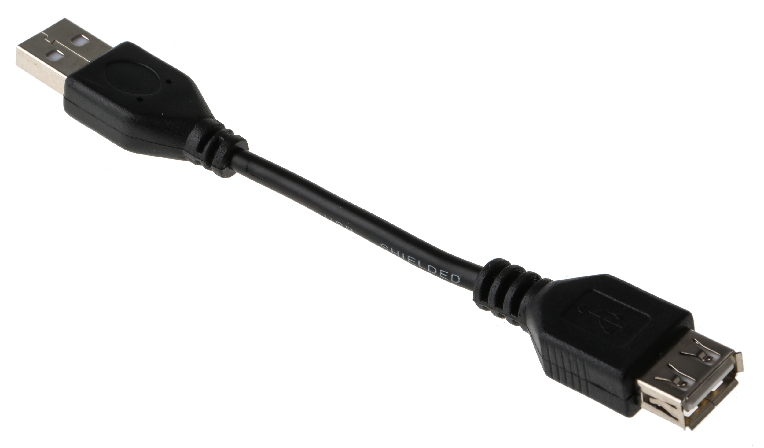 RS PRO IC Socket USB Cable, Male USB Type A to Female, USB 2.0 USB Type A, Black, 120 mm