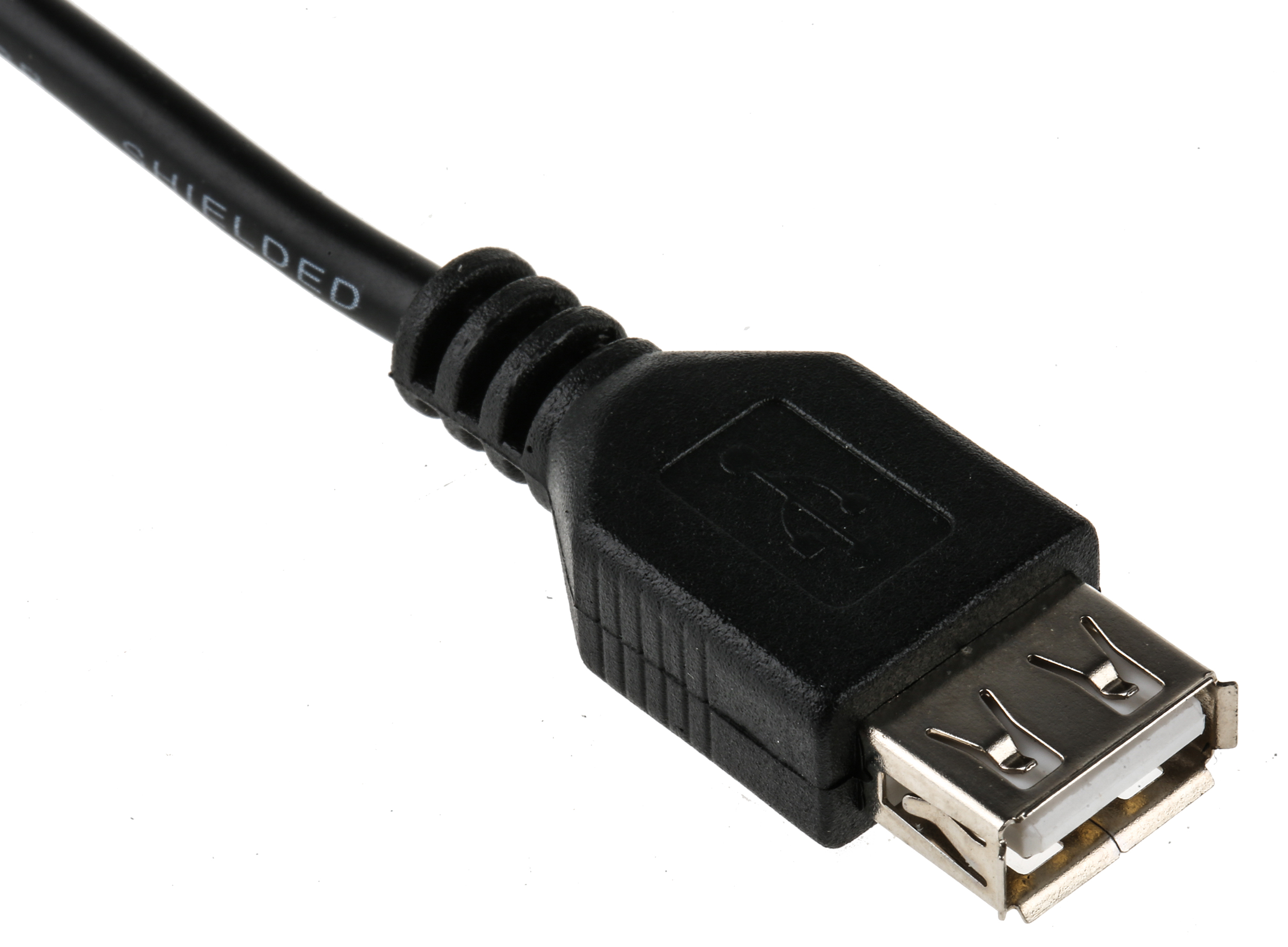 182-8487 RS PRO IC Socket USB Cable, Male USB Type A to Female, USB 2.0 USB Type A, Black, 120 mm