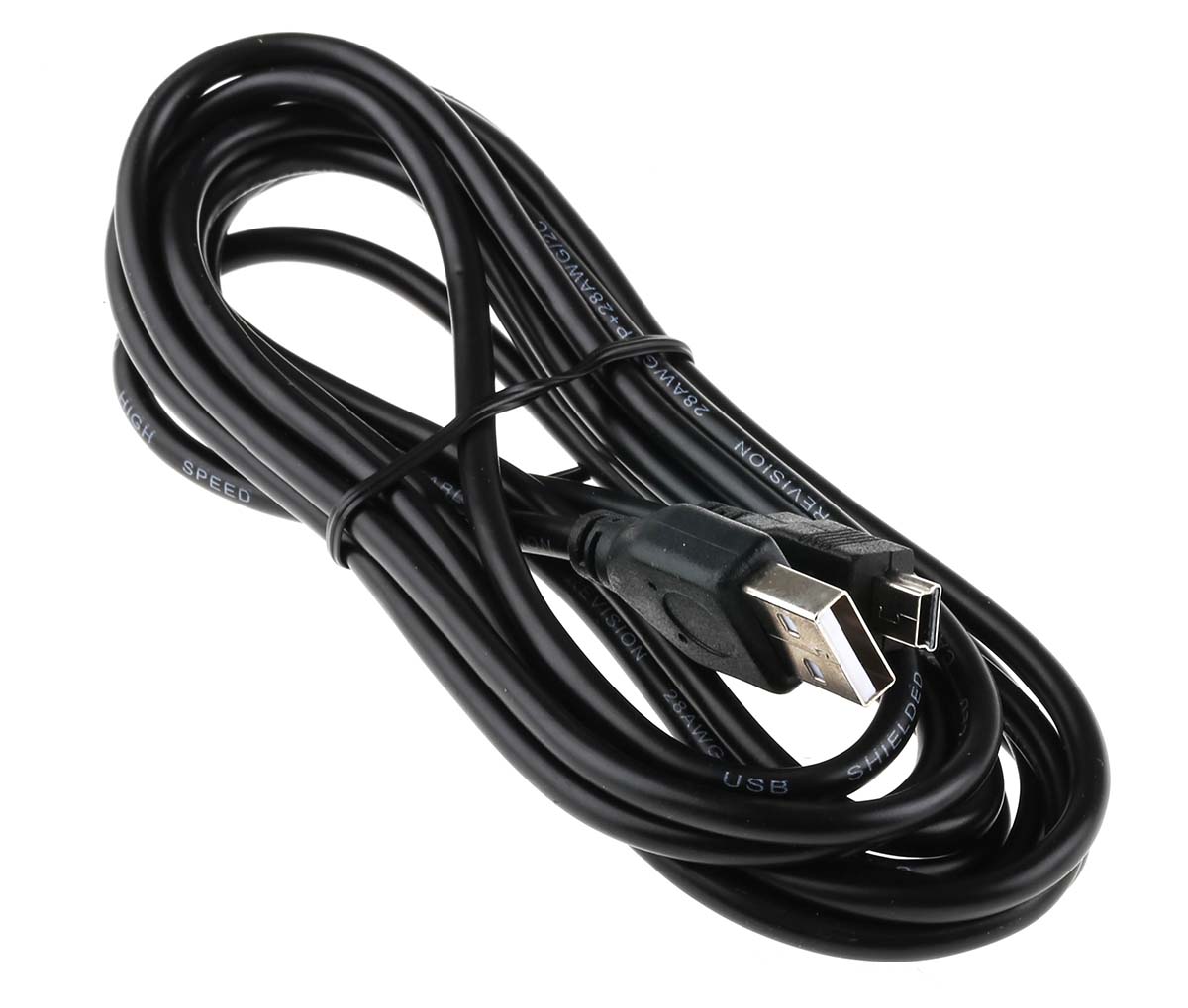 182-8493 RS PRO IC Socket USB Cable, Male USB Type A to Male, USB 2.0 Mini USB Type B, Black, 3 m