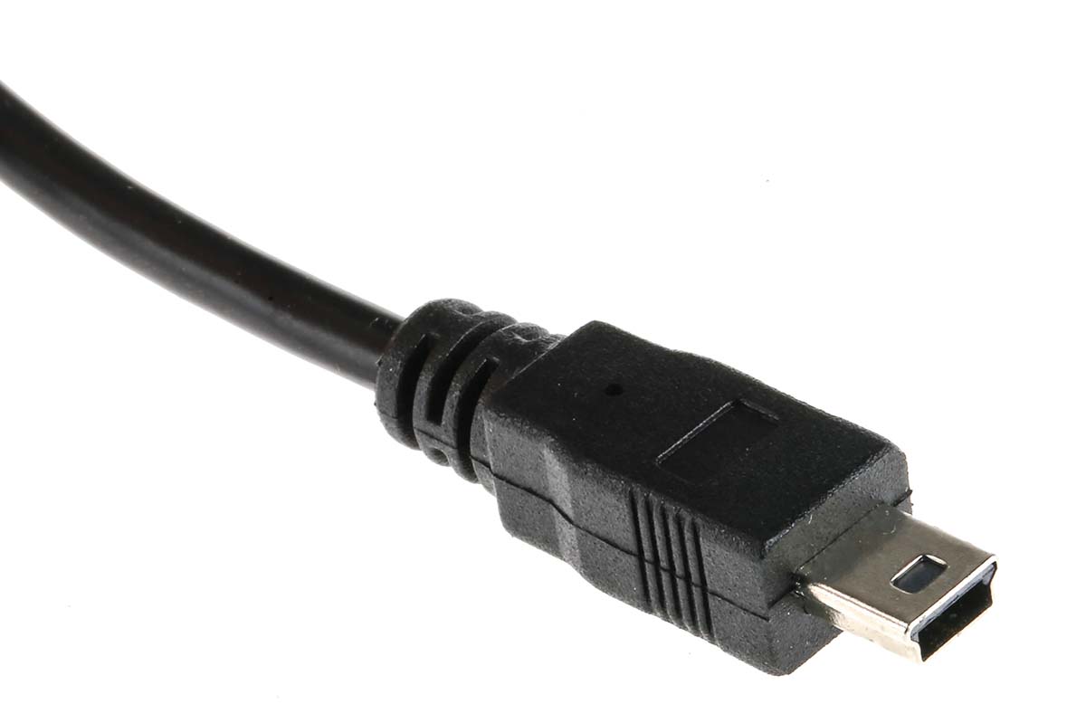 RS PRO IC Socket USB Cable, Male USB Type A to Male, USB 2.0 Mini USB Type B, Black, 5 m