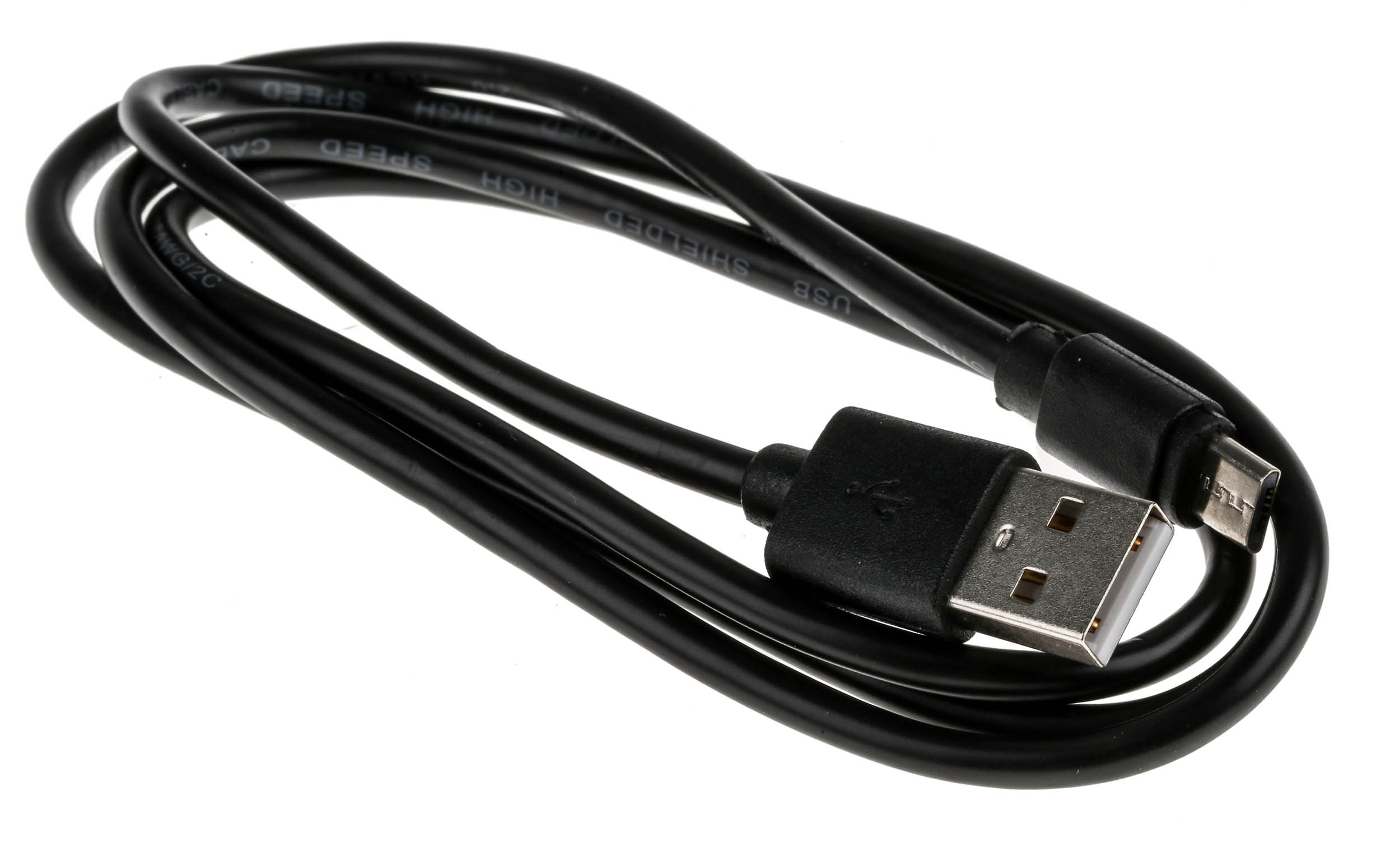 RS PRO IC Socket USB Cable, Male USB Type A to Male, USB 2.0 Micro USB Type B, Black, 1 m