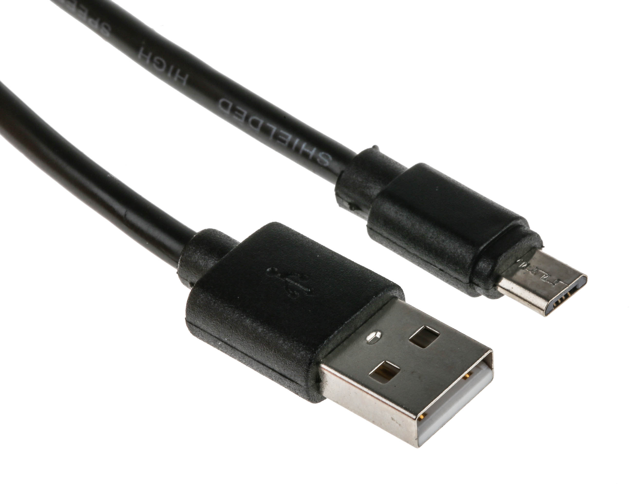 182-8495 RS PRO IC Socket USB Cable, Male USB Type A to Male, USB 2.0 Micro USB Type B, Black, 1 m