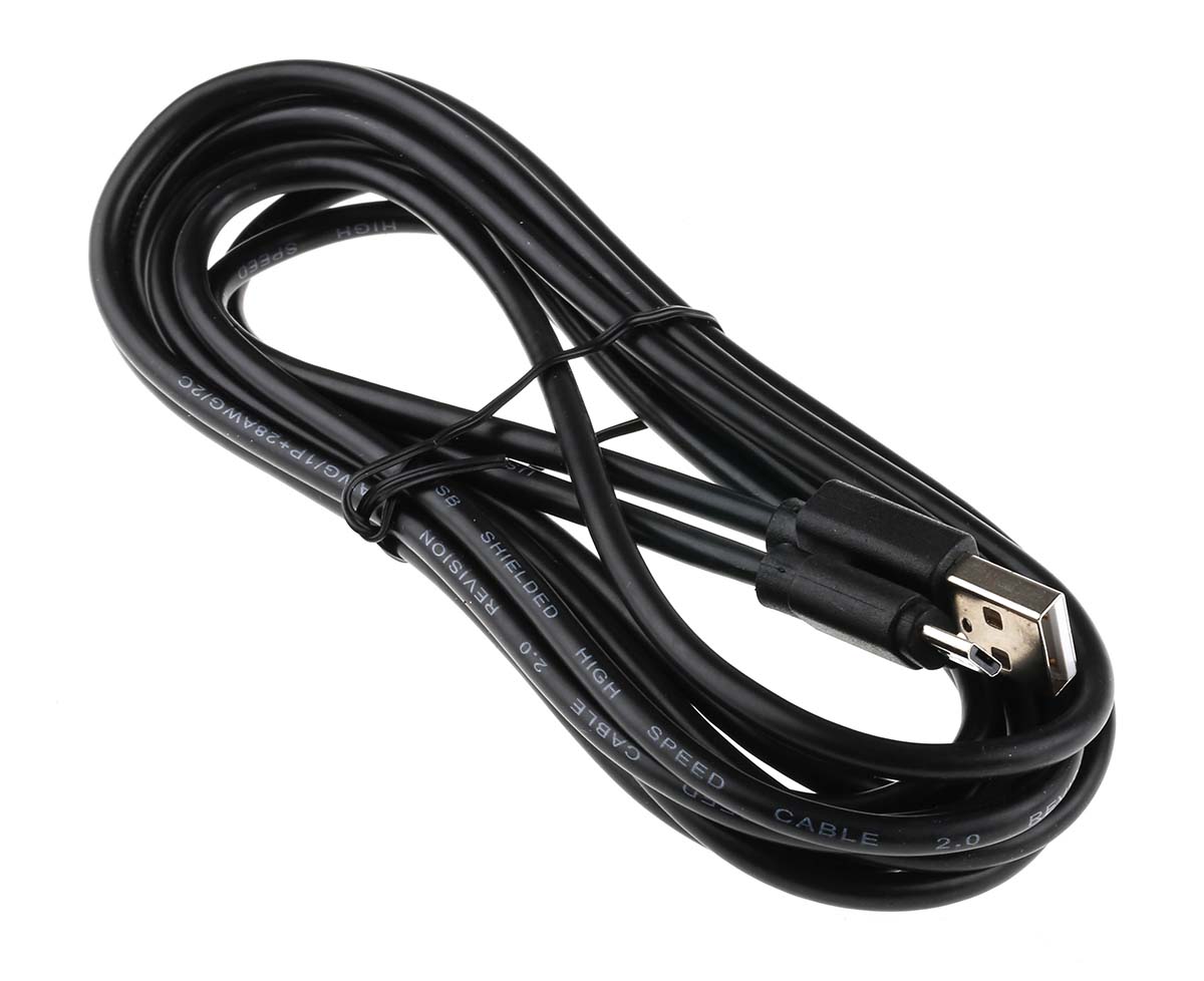 182-8497 RS PRO IC Socket USB Cable, Male USB Type A to Male, USB 2.0 Micro USB Type B, Black, 3 m