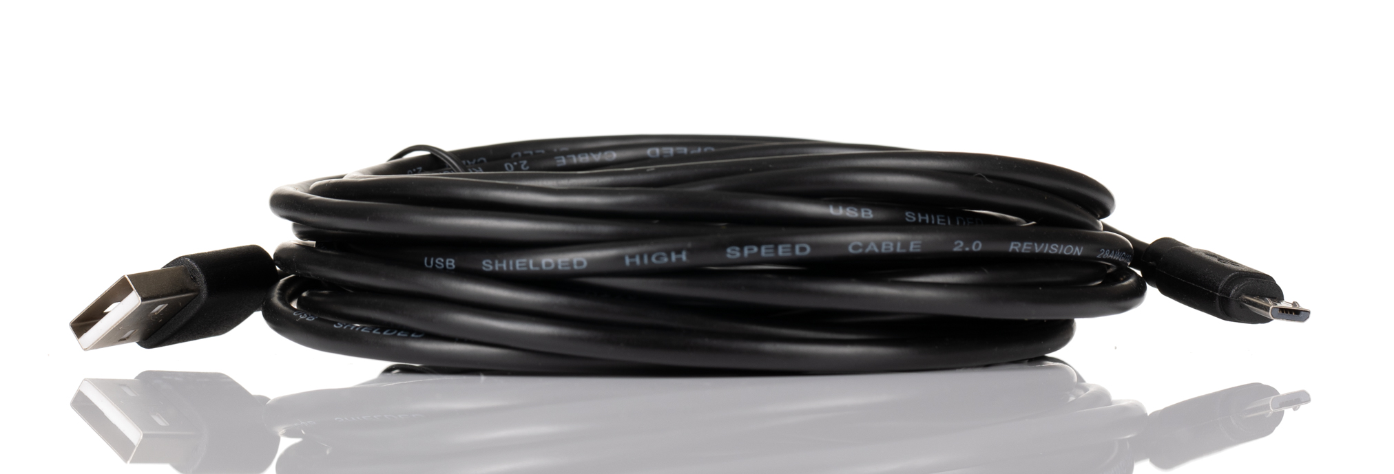 RS PRO IC Socket USB Cable, Male USB Type A to Male, USB 2.0 Micro USB Type B, Black, 5 m